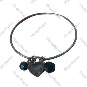 925 Silver | Bangle/Cuff Bracelet | Heart | 2 9/16”